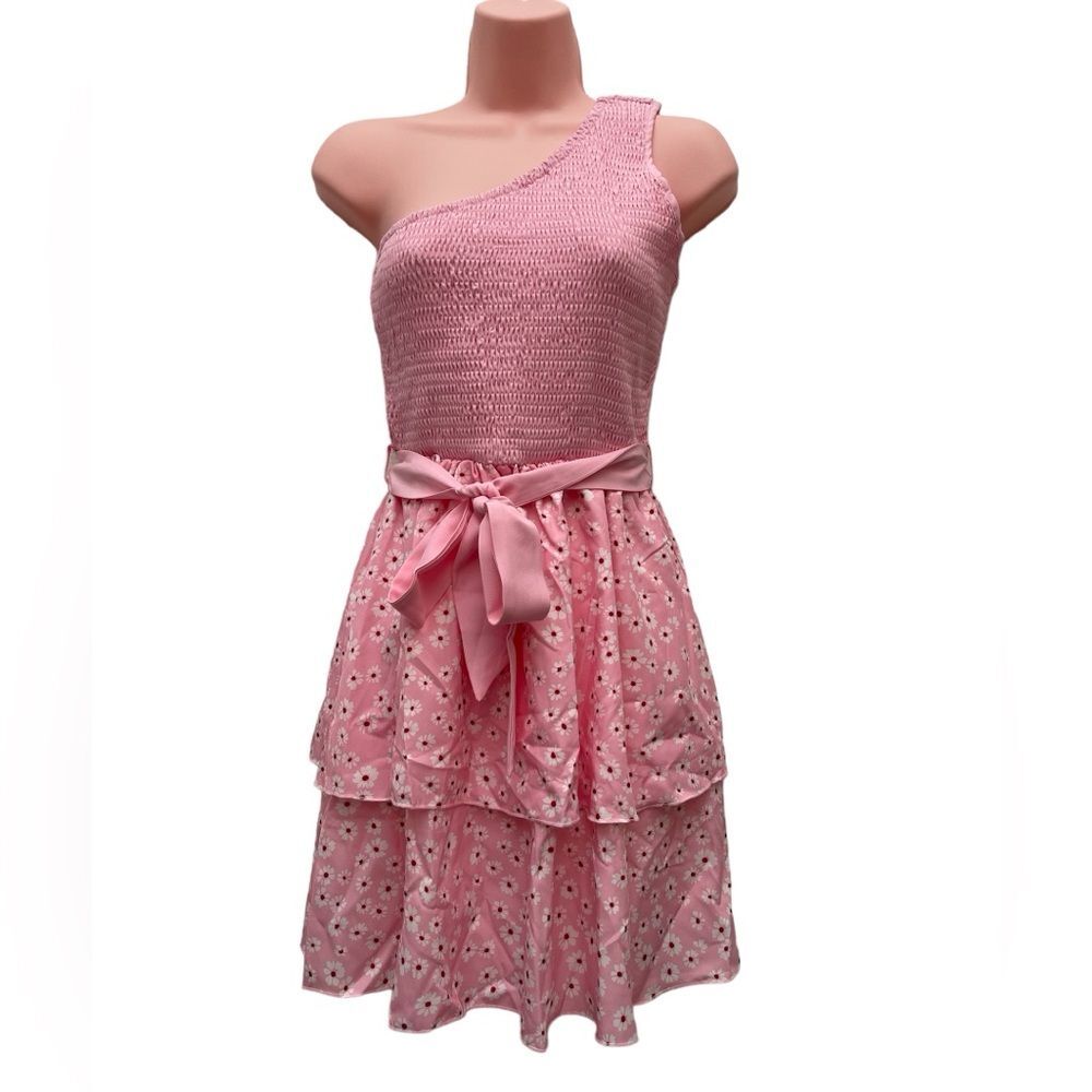 Final sale :NWT women’s pink one shoulder mini dress size S